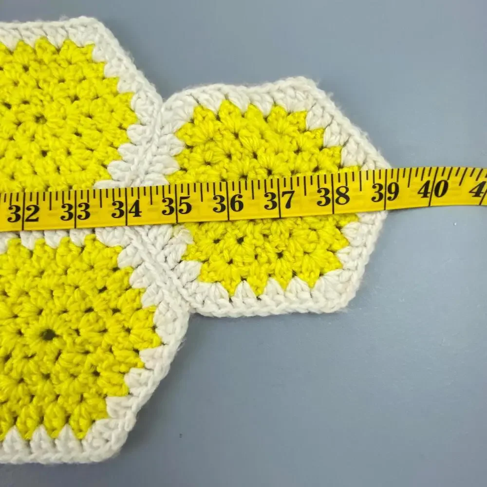 Handcrafted Crochet Yellow/White Honeycomb Pattern Table Decor